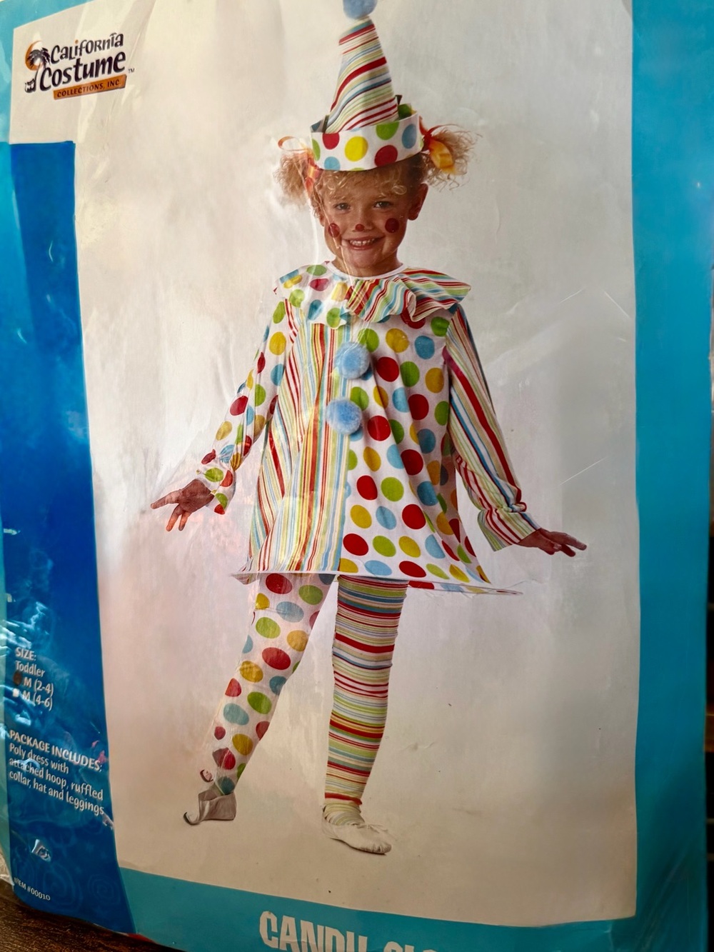 California Costumes Multicolor Polka Dot & Stripe Clown Outfit Size 2-4T